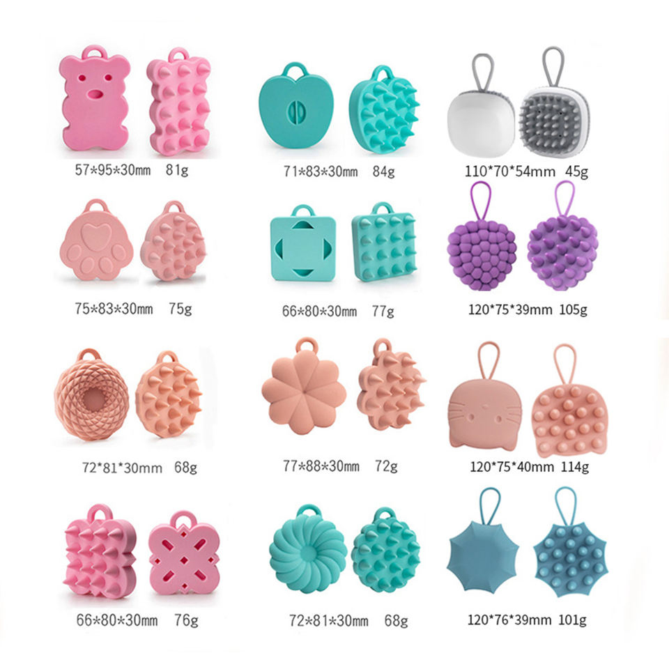 Manual Massage Shampoo Brush with Soft Silicone Head Scalp Massager Brush Silicone Hair Scalp