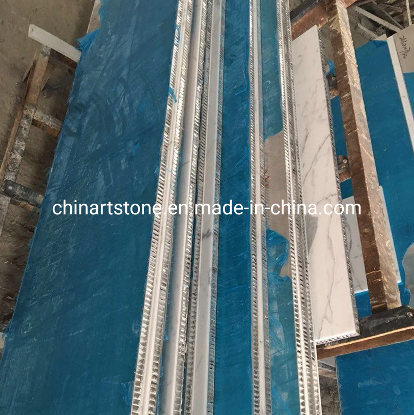Italy Calacatta White Marble with Honey-Comb Aluminum for Wall and Floor Tile