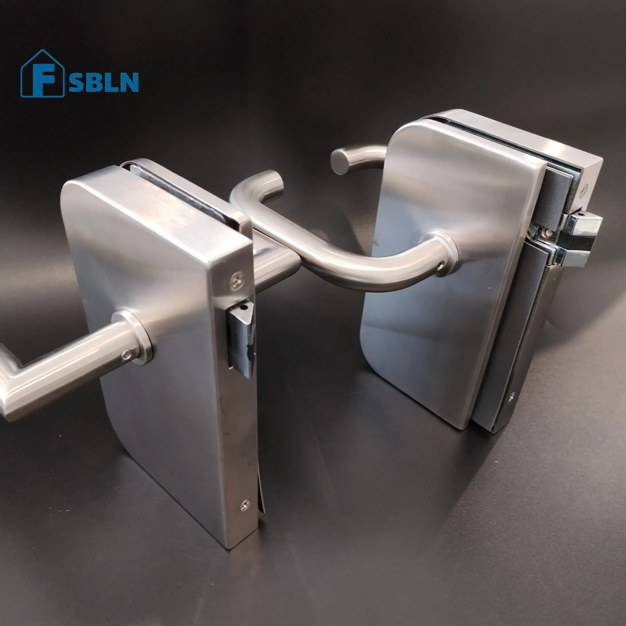 Office Furniture Frameless Glass Door Lock Set Stainless Steel Glass Handle Door Lock Body
