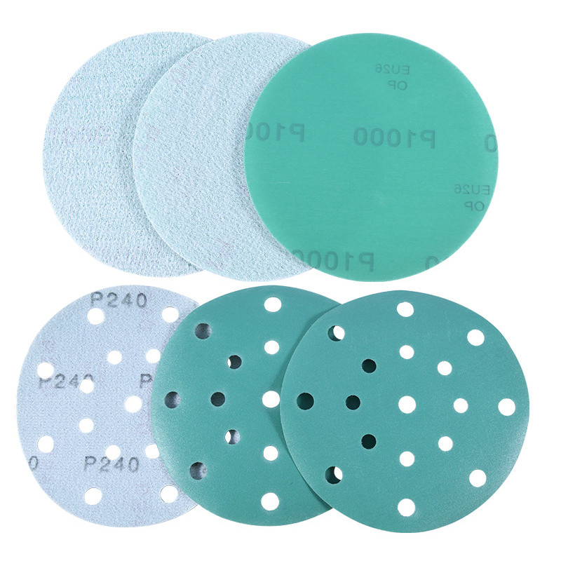 Green Pet Film Hook and Loop 40 Grit 5inch Alumium Oxide Abrasive Paper Disc