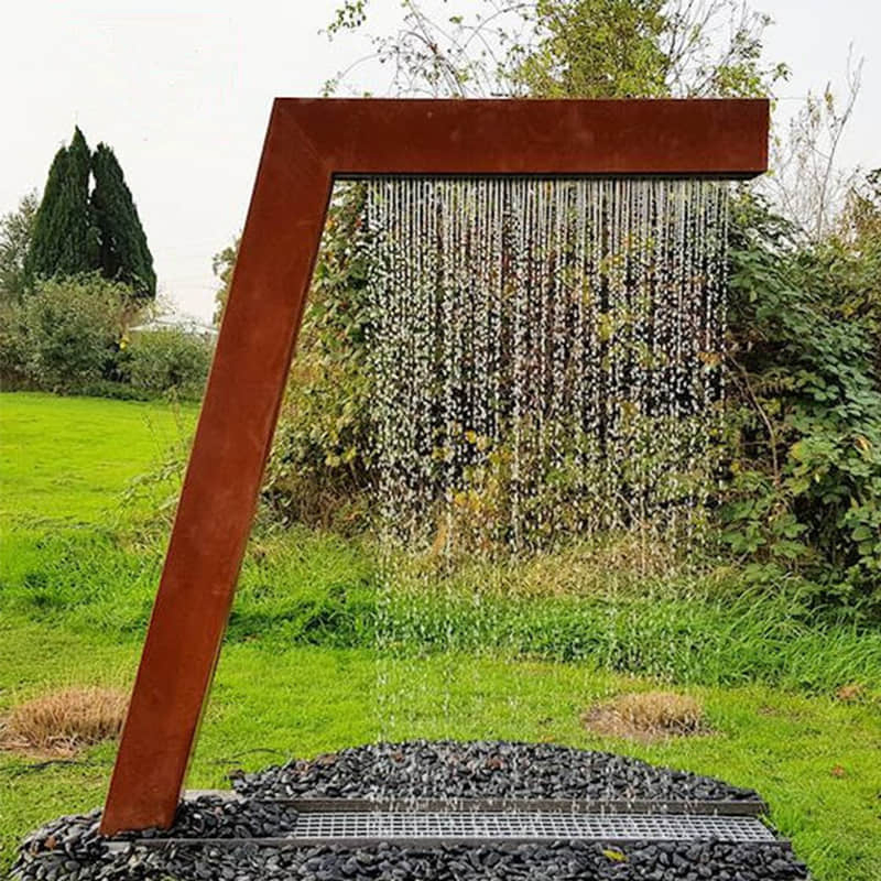Corten Steel Rain Curtain Water Feature