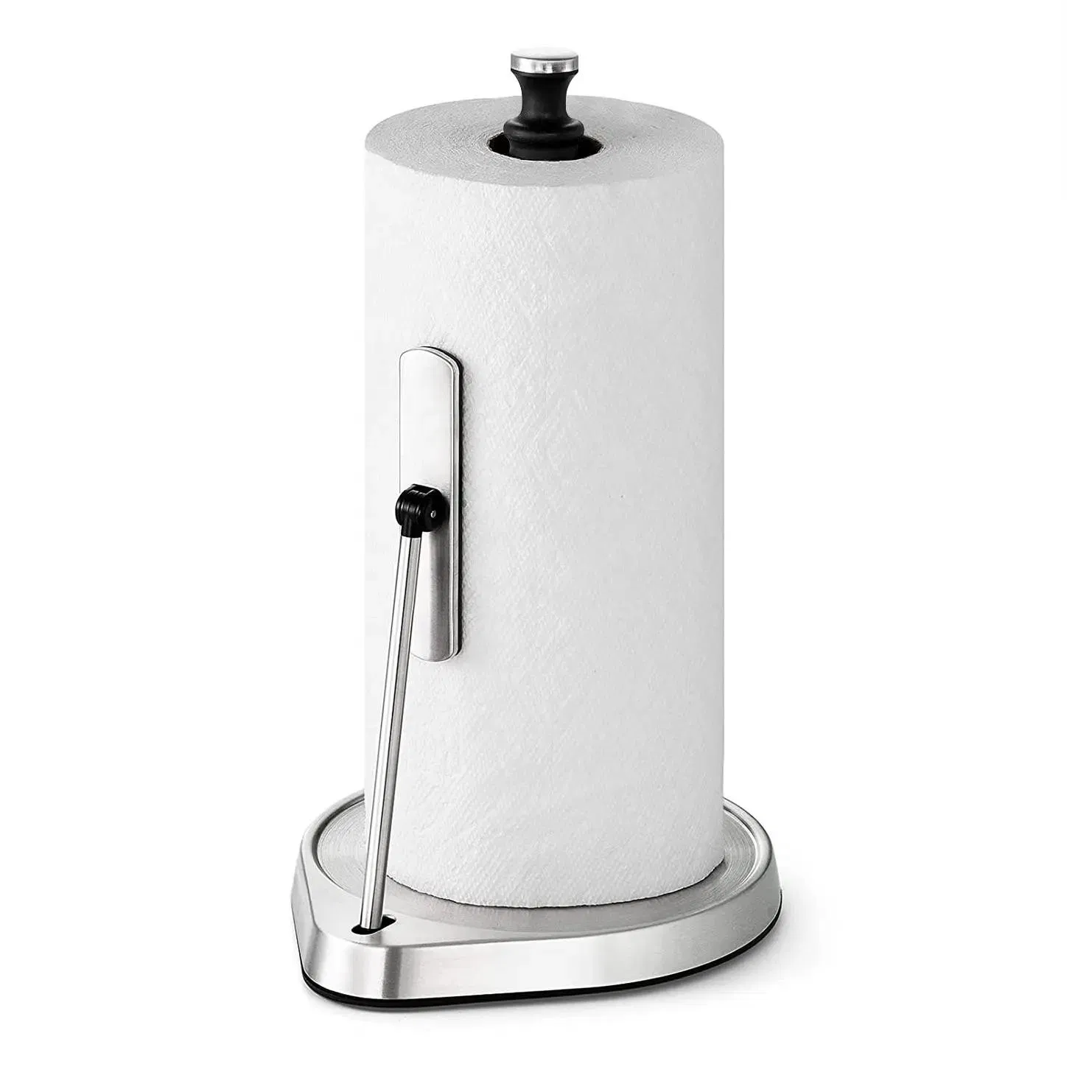 Modern Stand up Easy One-Handed Tear Kitchen Paper Towel Dispenser Holder with Weighted Base Standard Paper Towel Roll Holder