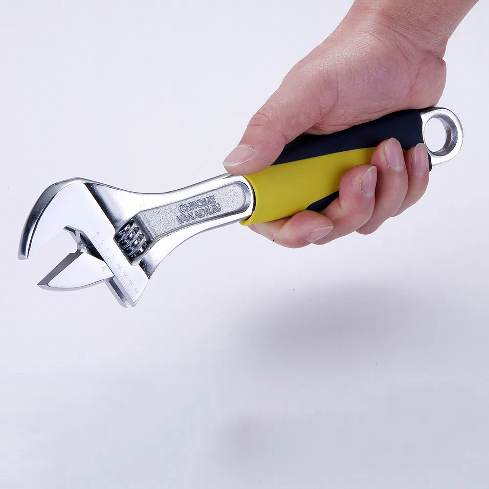 Cr-V Material Adjustable Wrench with 2-Color Soft Handle Adjustable Spanner