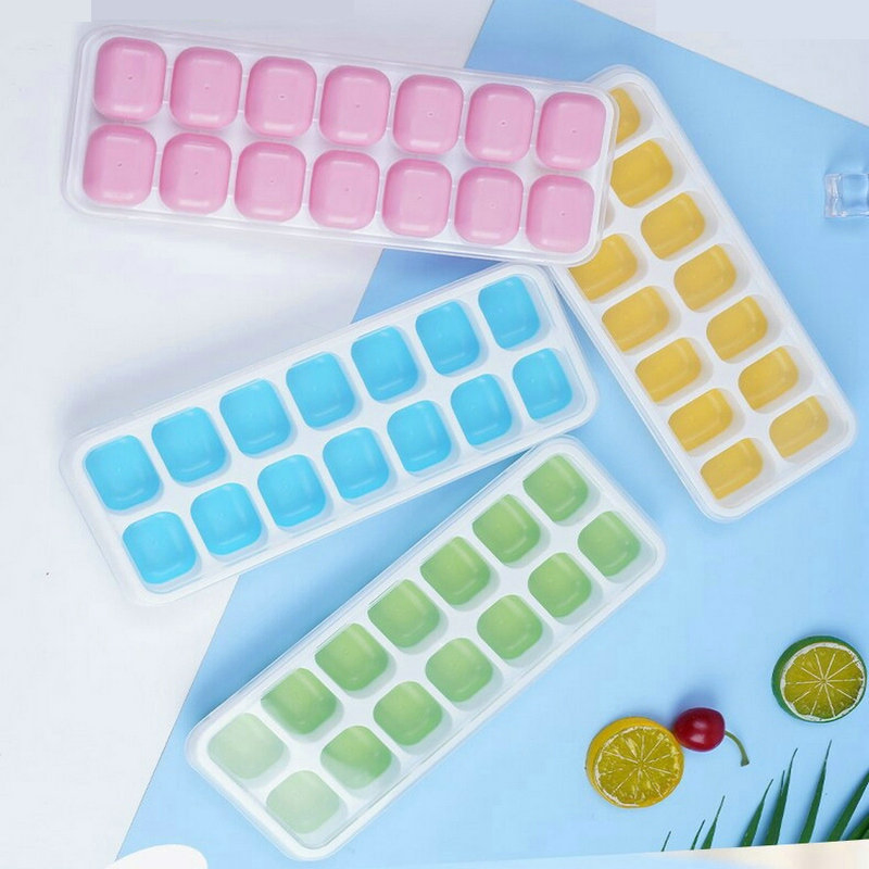 Silicone Easy Release Flexible 14-Ice Ice Cube Tray with Removable Lid