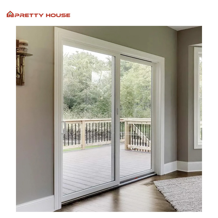 Black Color Patio Door Triple Rail Glass Sliding Door for Home Kitchen