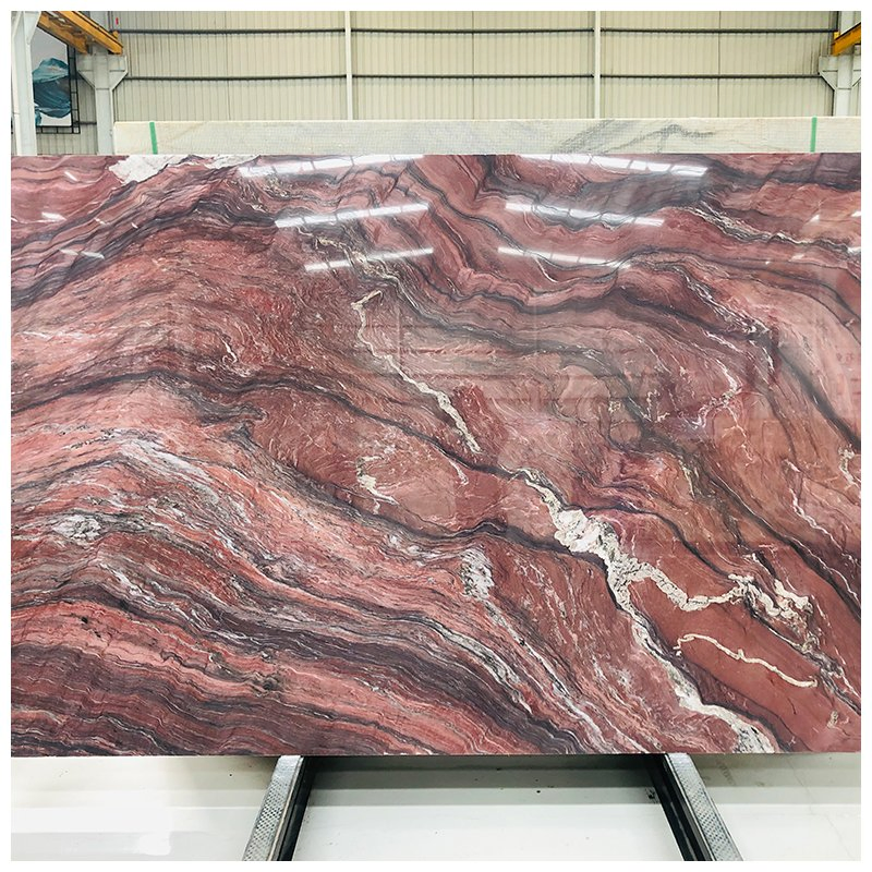 Luxury Exotic Fusion Fire Red Exotic Quartzite for Bookmatched Wall Cladding
