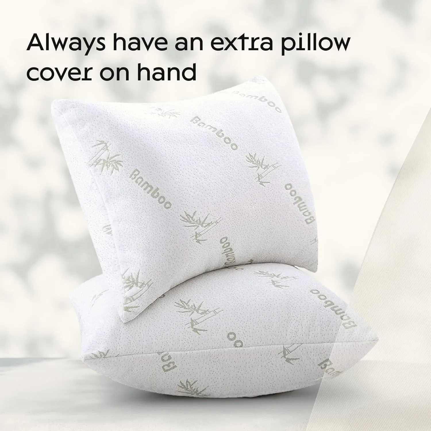 Premium Cooling Waterproof Bamboo Pillow Protector with Zipper