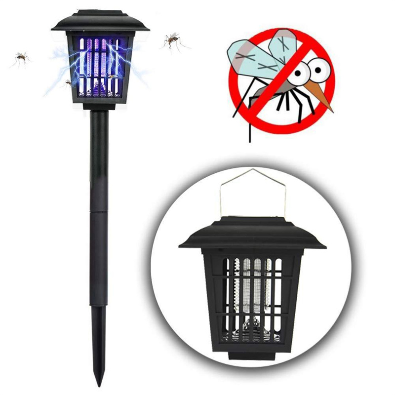 Solar Powered LED Mosquito Fly Bug Insect Zapper Killer Trap Lamp Light Outdoor