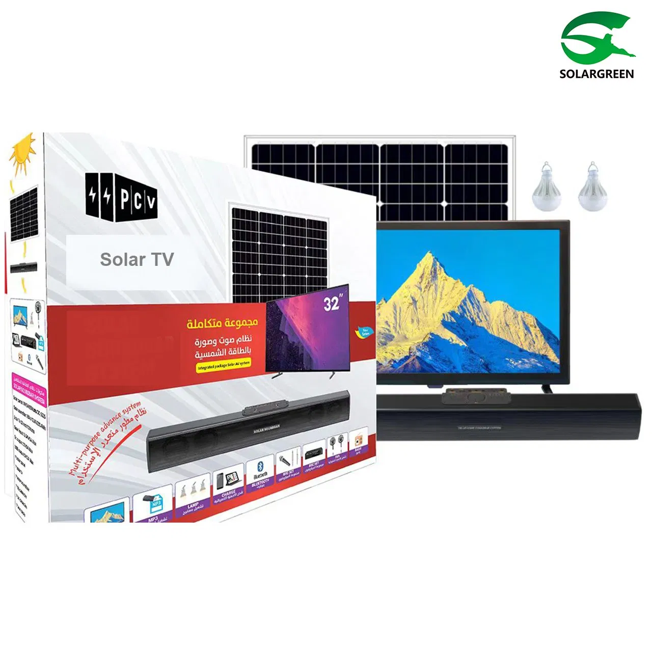 Solargreen Smart TV UHD Television 4K WiFi Solar 32inch 43inch Solar TV