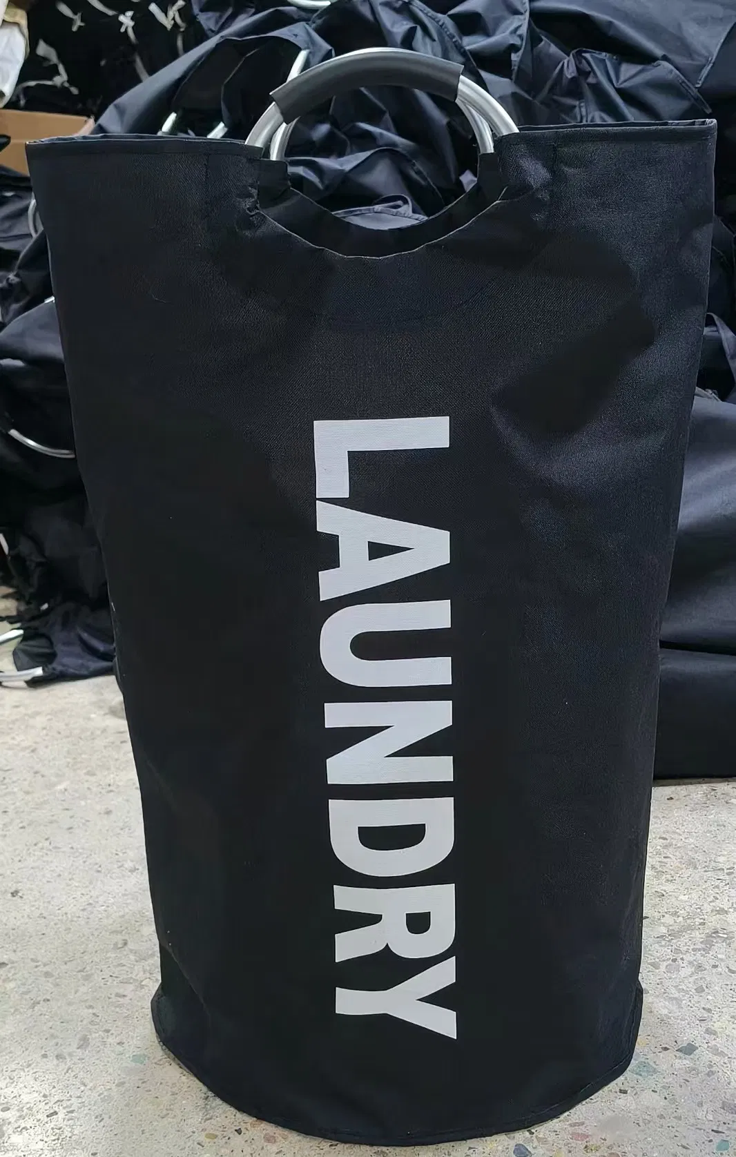 125L Large Foldable Laundry Basket Collapsible Freestanding Bag in Black Mi30561