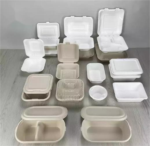 Biodegradable Takeaway Food Box Container Sugarcane Bagasse Hamburger Clamshell 8" 9"