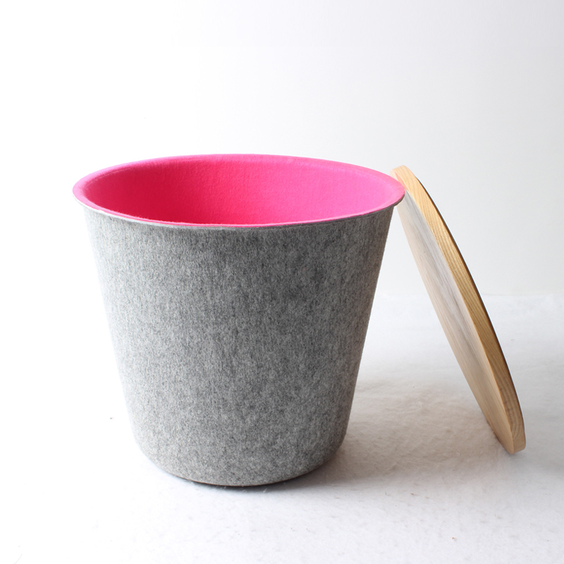 Best Selling Nordic Household Felt Desktop Storage Basket Bins Storage Box Felt Storage Basket Felt Storage Bins with Wooden Bamboo Lid for Clothing Blankets