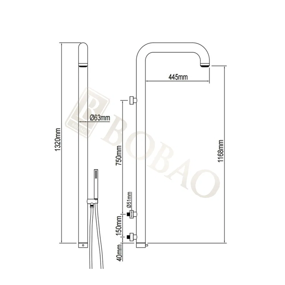 Good Quality Shower Hand Garden 304 Stainless Steel Portable Outdoor Shower