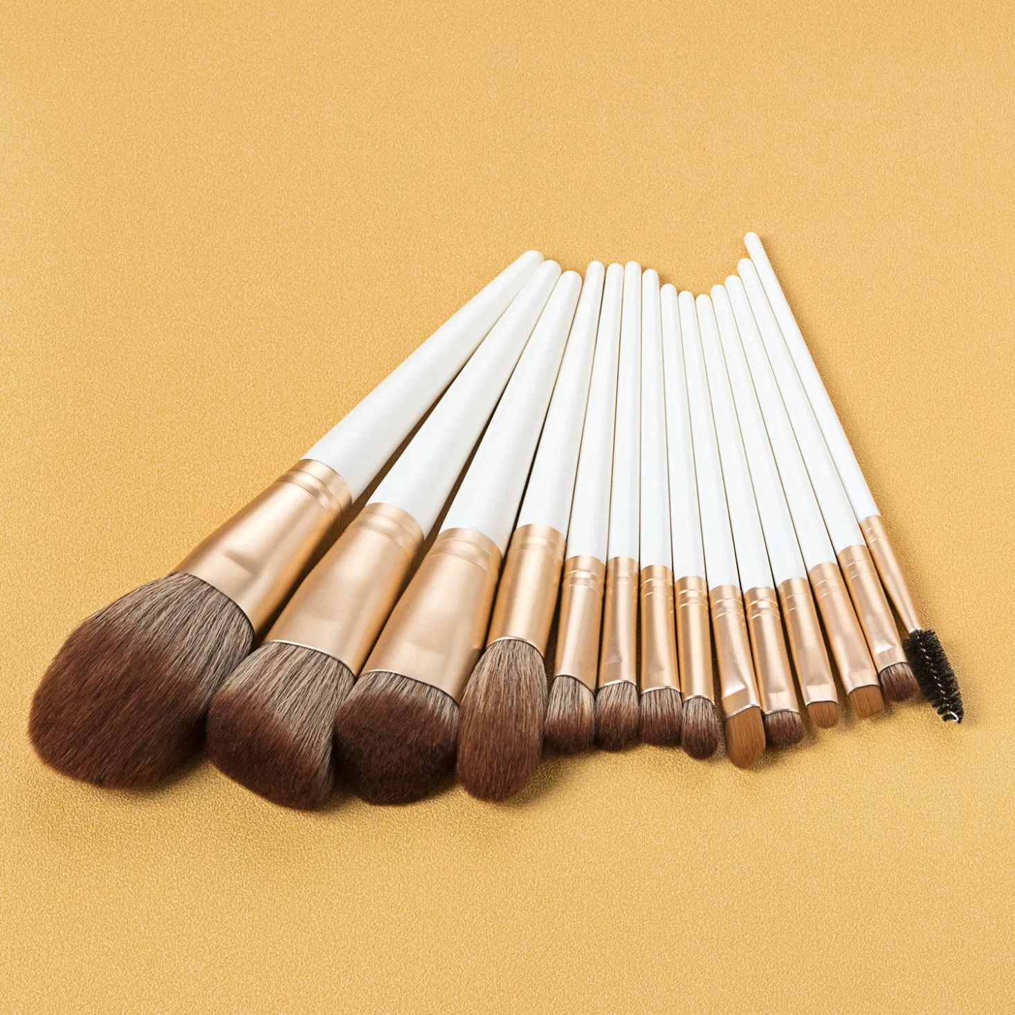 Professional Private label Makeup Brush Set Bronze Nylon Hair 14 Pieces Cosmetic Brush