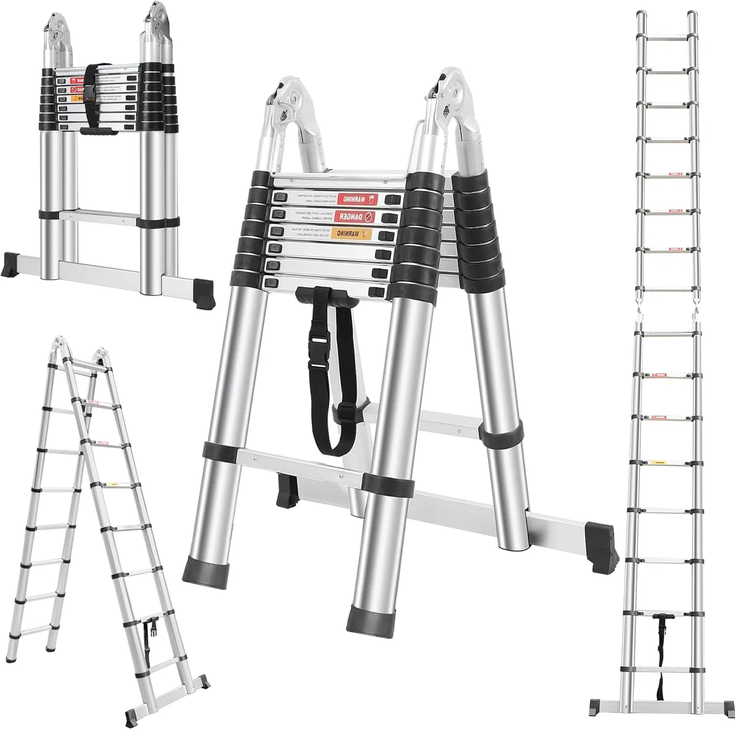 China Made Stable Design Multi-Purpose Aluminum Telescopic Dual Ladder for Home and Industrial Use with Competitive Price