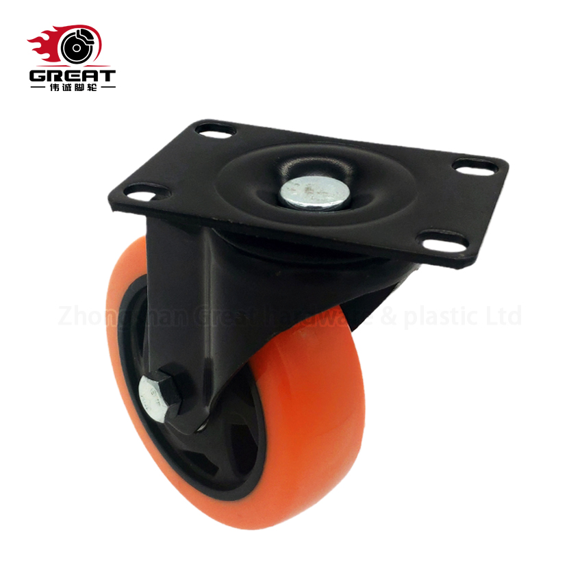 Medium Duty Double Ball Bearings Orange PVC, PU, PP Wheel Black Housing Fixed/ Swivel/ Brake Caster Wheel