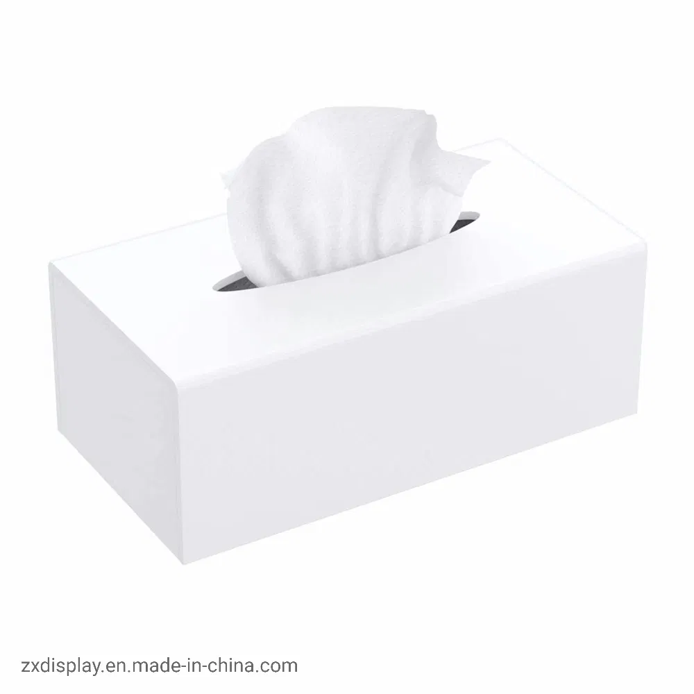 Wholesale White Plexiglass Plastic Paper Towel Container Facial Tissue Box Cover Holder