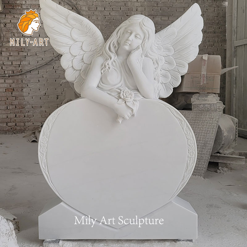 Detailed Carving Tombstone Monuments Angel Marble Headstones