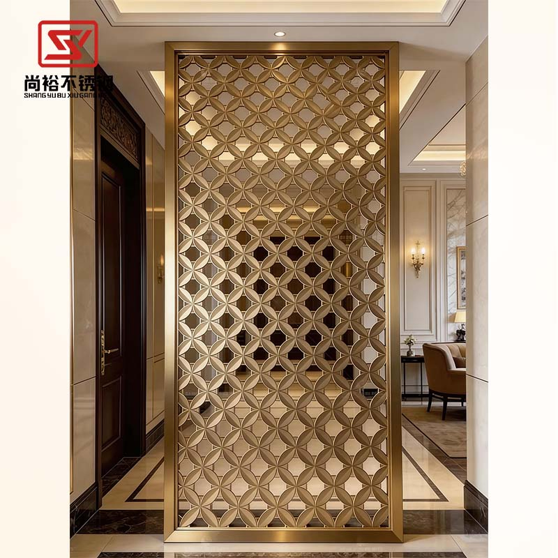 Custom Made Gold Hollow out Living Room Divider Metal Stainless Steel Screen Partition
