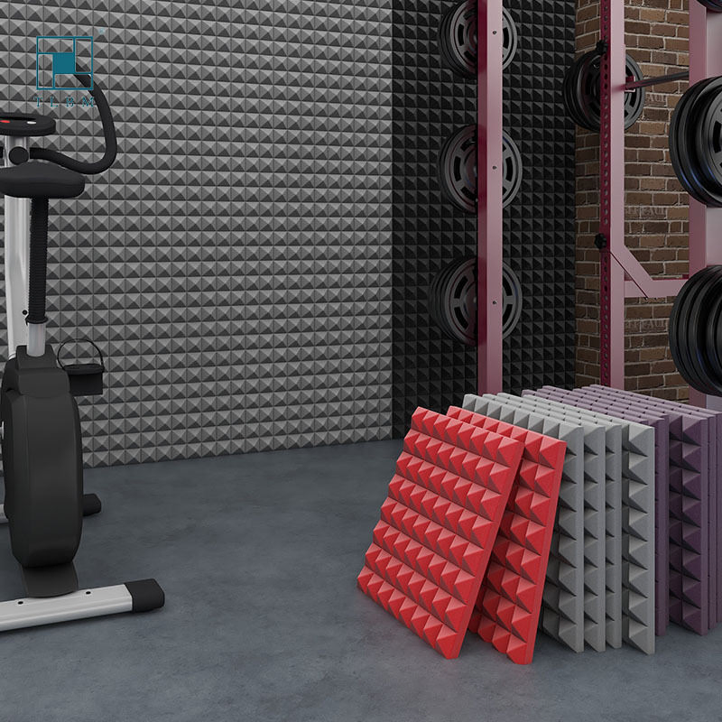 Home Theater Studio Sound Proof Wall Panels Acoustic Foam Near Me with Back Self Adhesive 50*50*5 Red Pyramid High Density