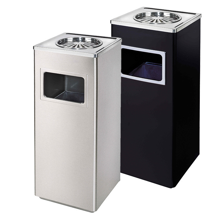 Indoor Ashtray Trash Can Stainless Steel Waste Bin Hotel Garbage Can