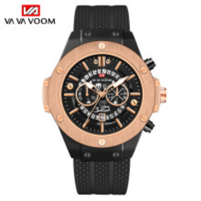Hollow Skeleton Dial Men's Sports Watch Window Silicone Strap Waterproof Quartz Watch
