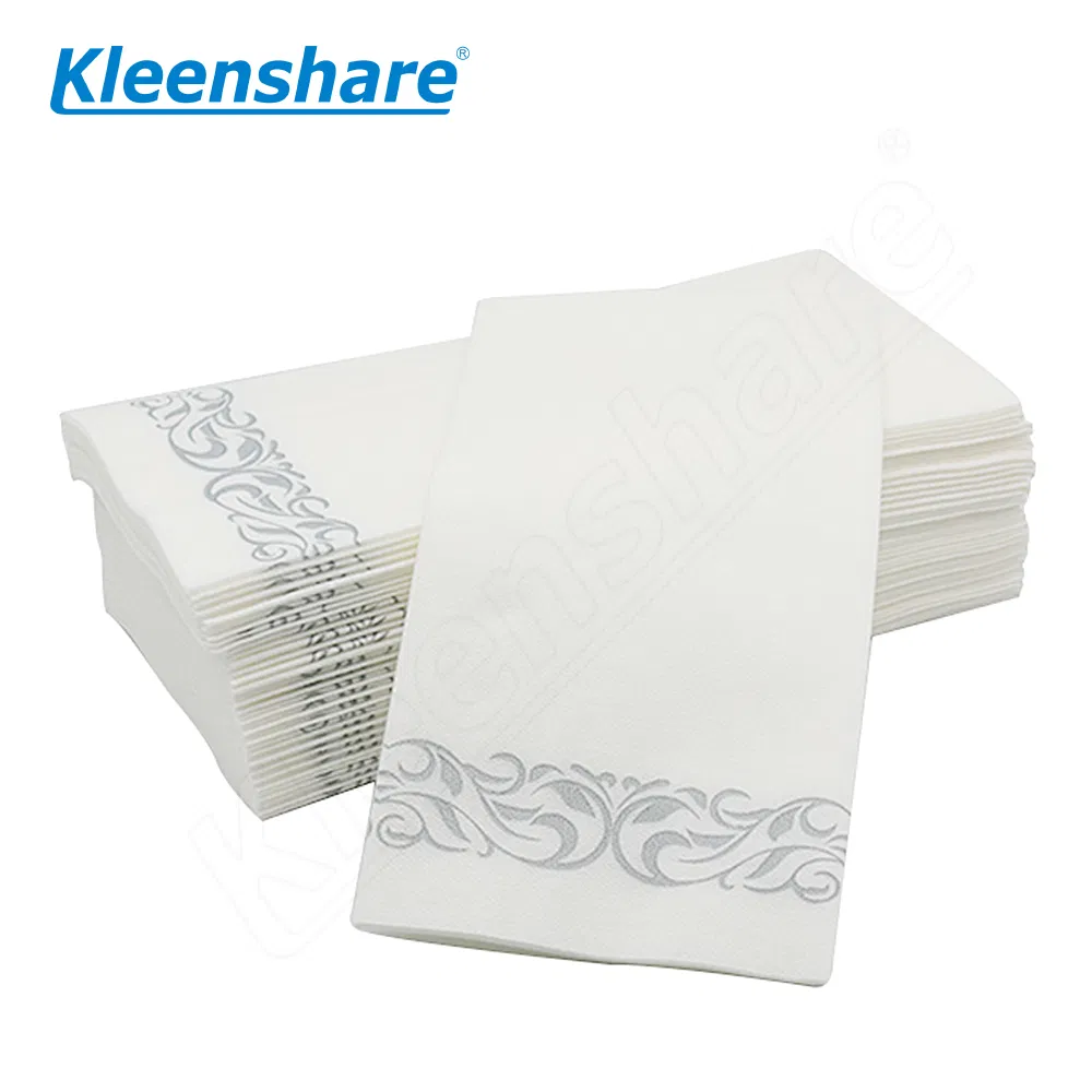 British Style 40*40cm Airlaid Paper Heavy Duty Linen Feel Dinner Napkin Disposable Flatware Pockets Printed Napkin
