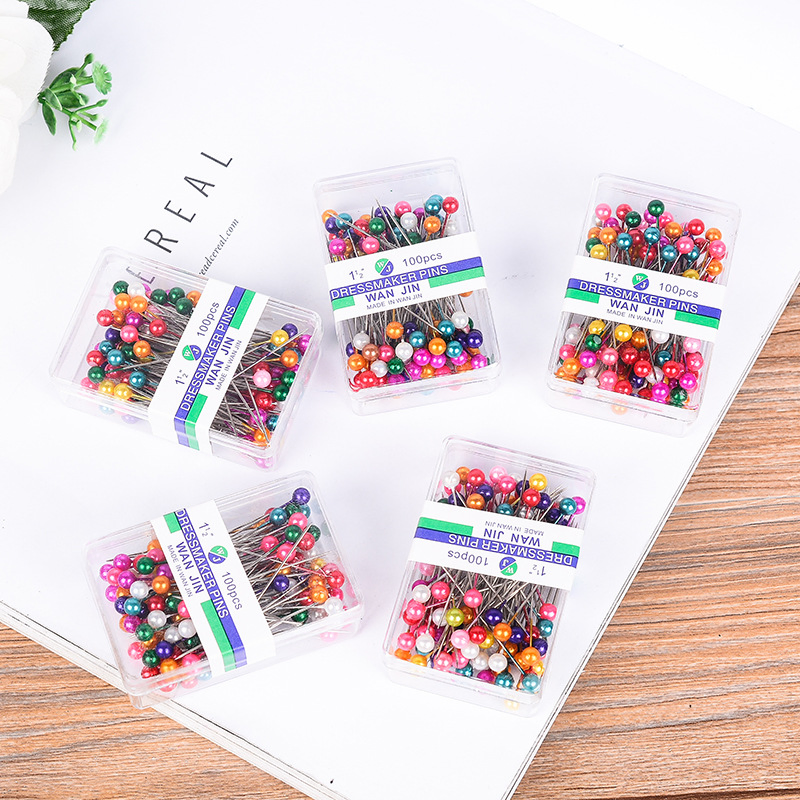 Colorful 100PCS Matt or Light Pearl Pin Box