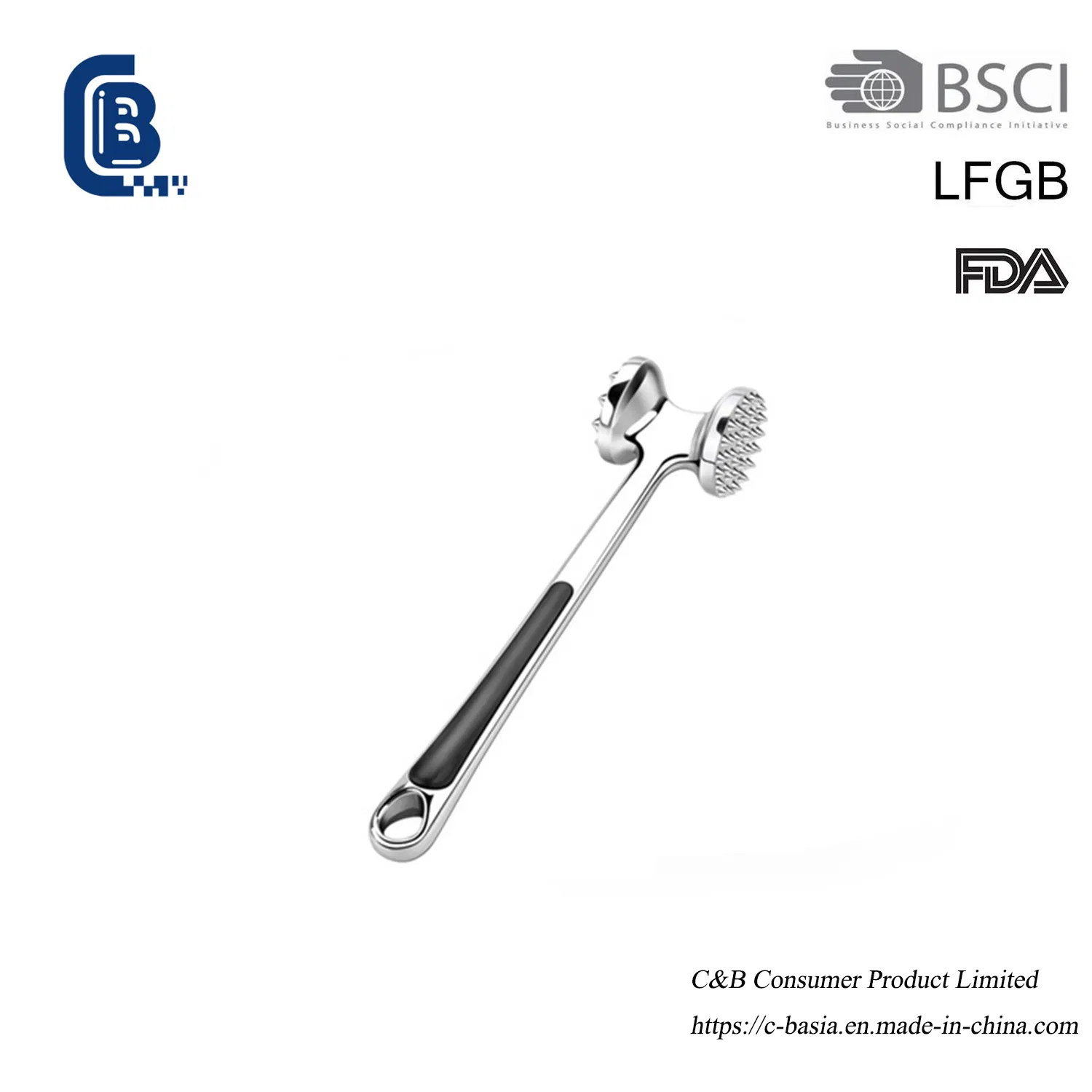 Meat Tenderizer Hammer - Plastic-Handled Double-Side Beef Mallet (Kitchen Gadget)