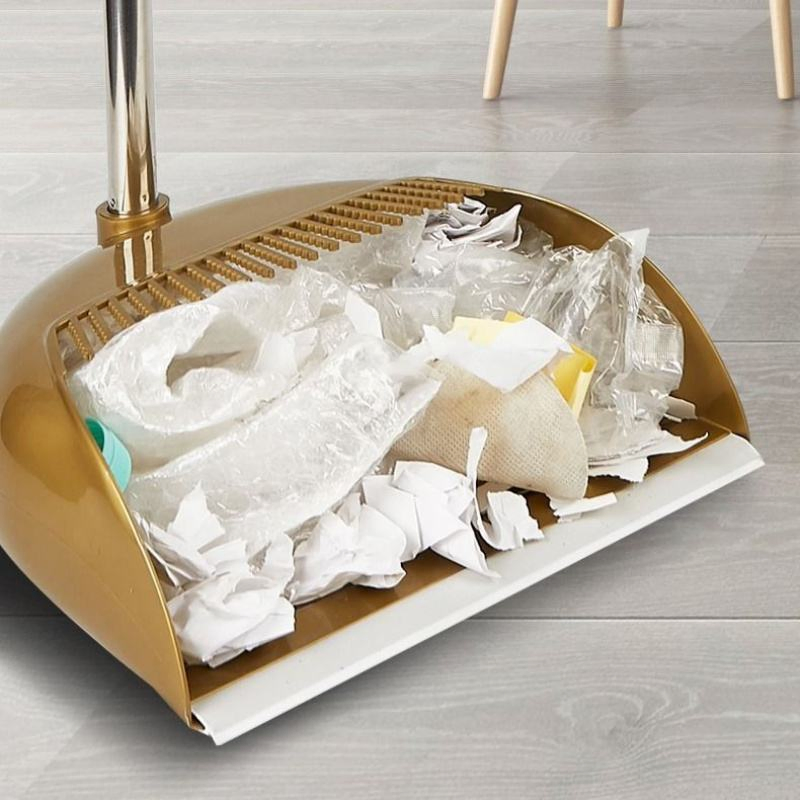 Dustpan & Broom Set with Long Handle for Floor Cleaning