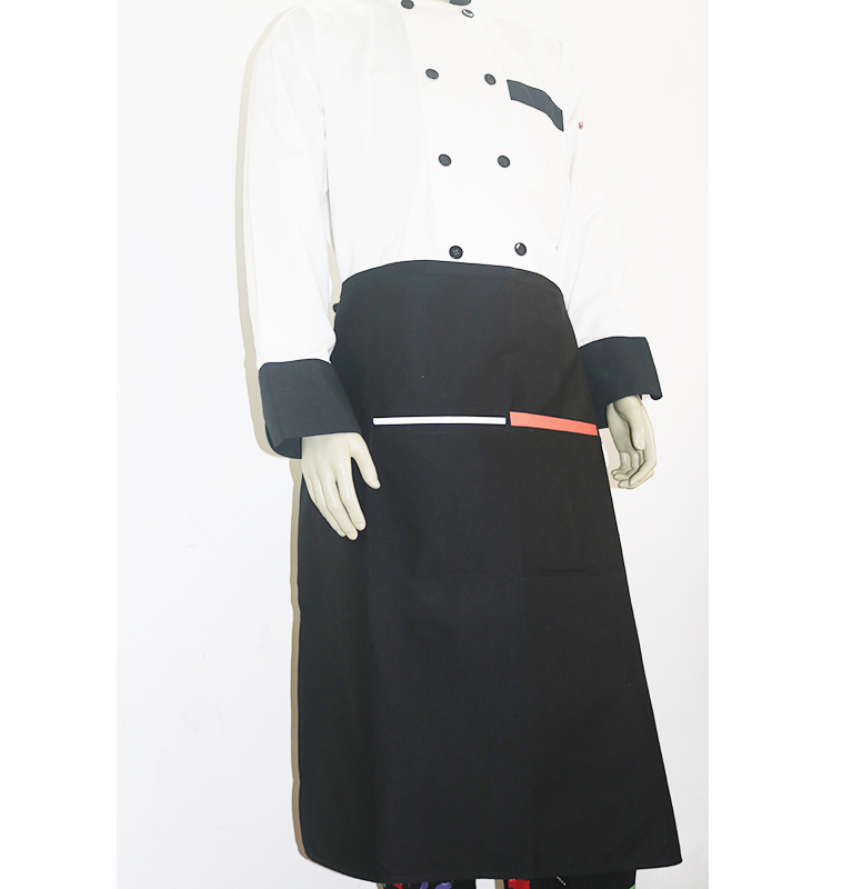 Kitchen Hotel Cooking Chef Bistro Black Long Waist Apron