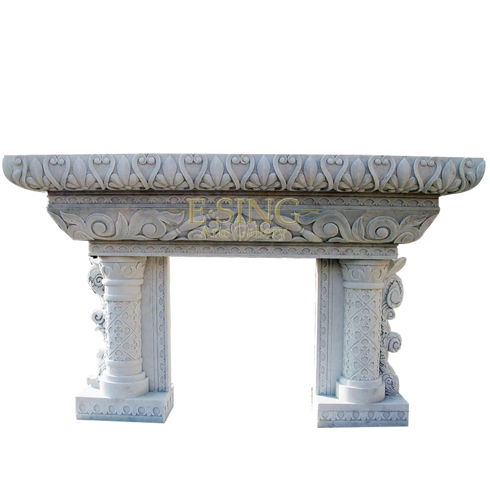 Hand Carved High Quality Luxury French Style Electric Marble Fireplace Mantel for Indoor