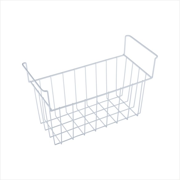 Stylish White Metal Hanging Basket for Gridwall Displays