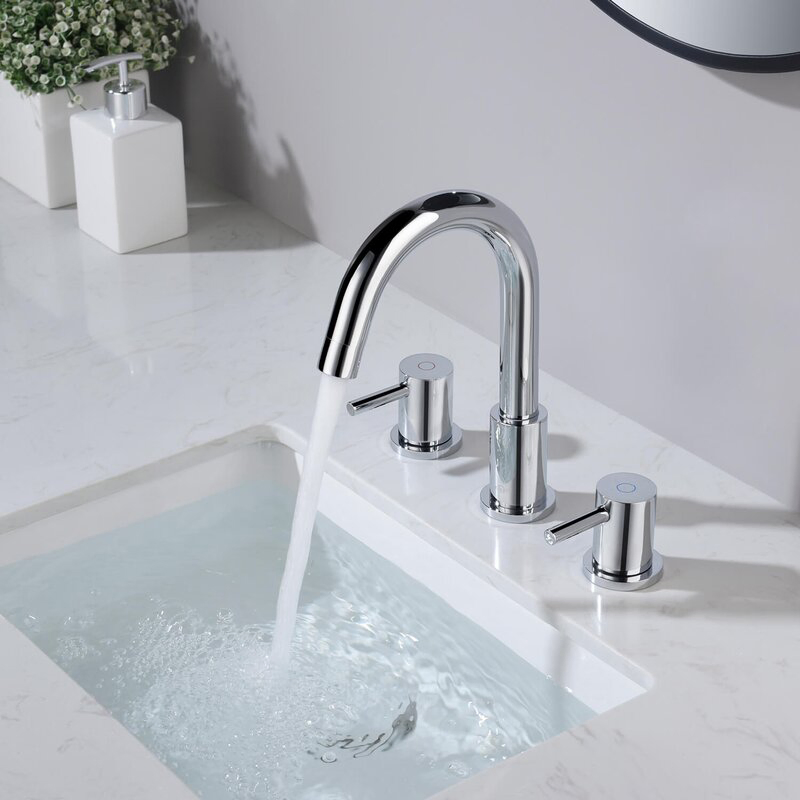 Hot Selling Two Handle Widespread 3 Holes Brass Bathroom Lavatory Faucet Tap Bathroom Basin Faucet