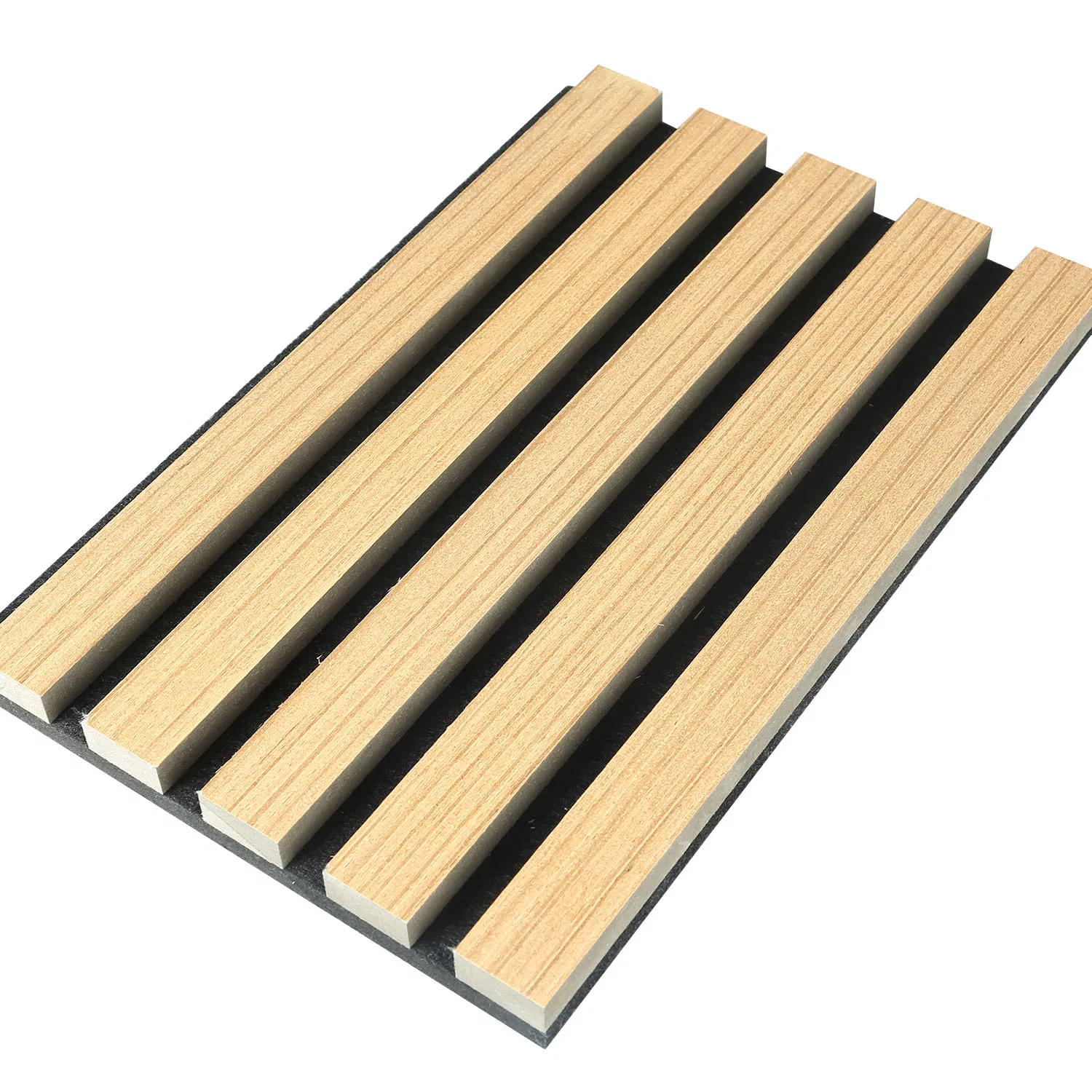 New Type Interior Decorative Slat Acoustic Panel Pet Felt Combined MDF Veneer Slats Panel for Wall Ceiling Decoration
