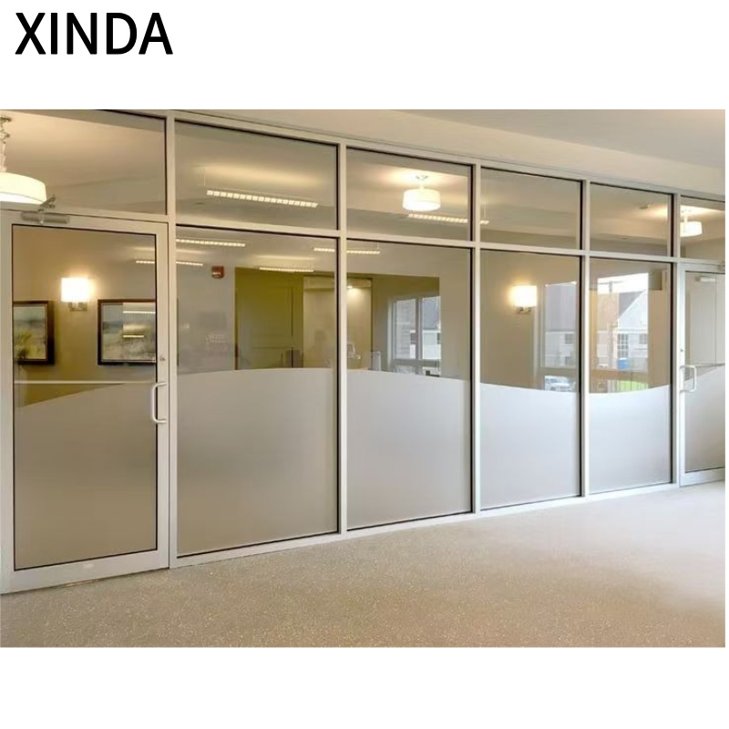 Elegant Glass Partition Wall with Aluminium Frame for Office