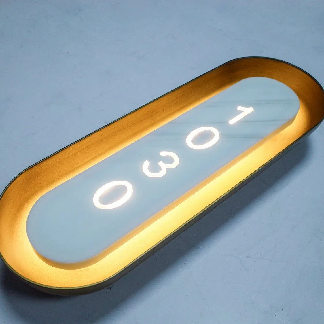 Marble Stone Hotel Sign Stainless Steel Hotel Roor Number Custom LED Sign Board