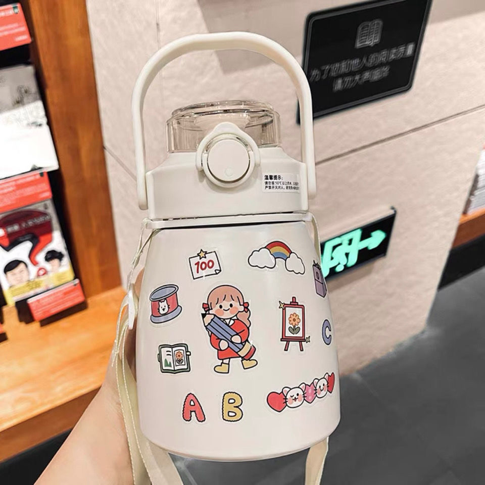 800ML New design stainless steel bottle With straw used for sports