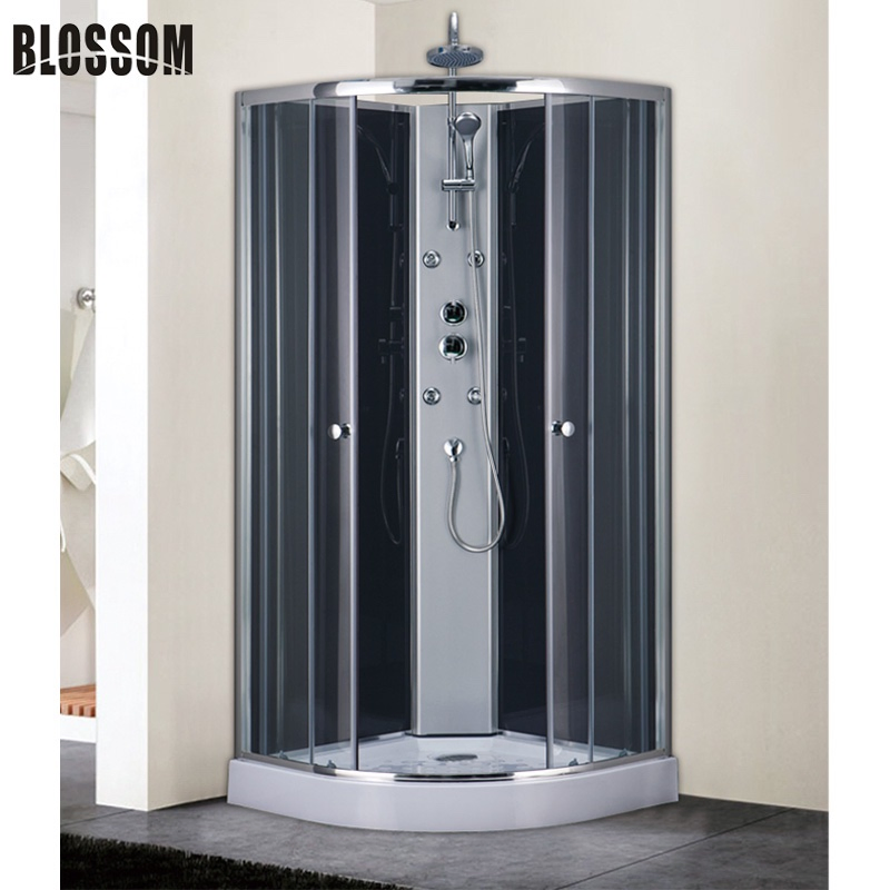 Black Framed Bathroom Sliding Doors Complete Hydro Massage Shower Cabin