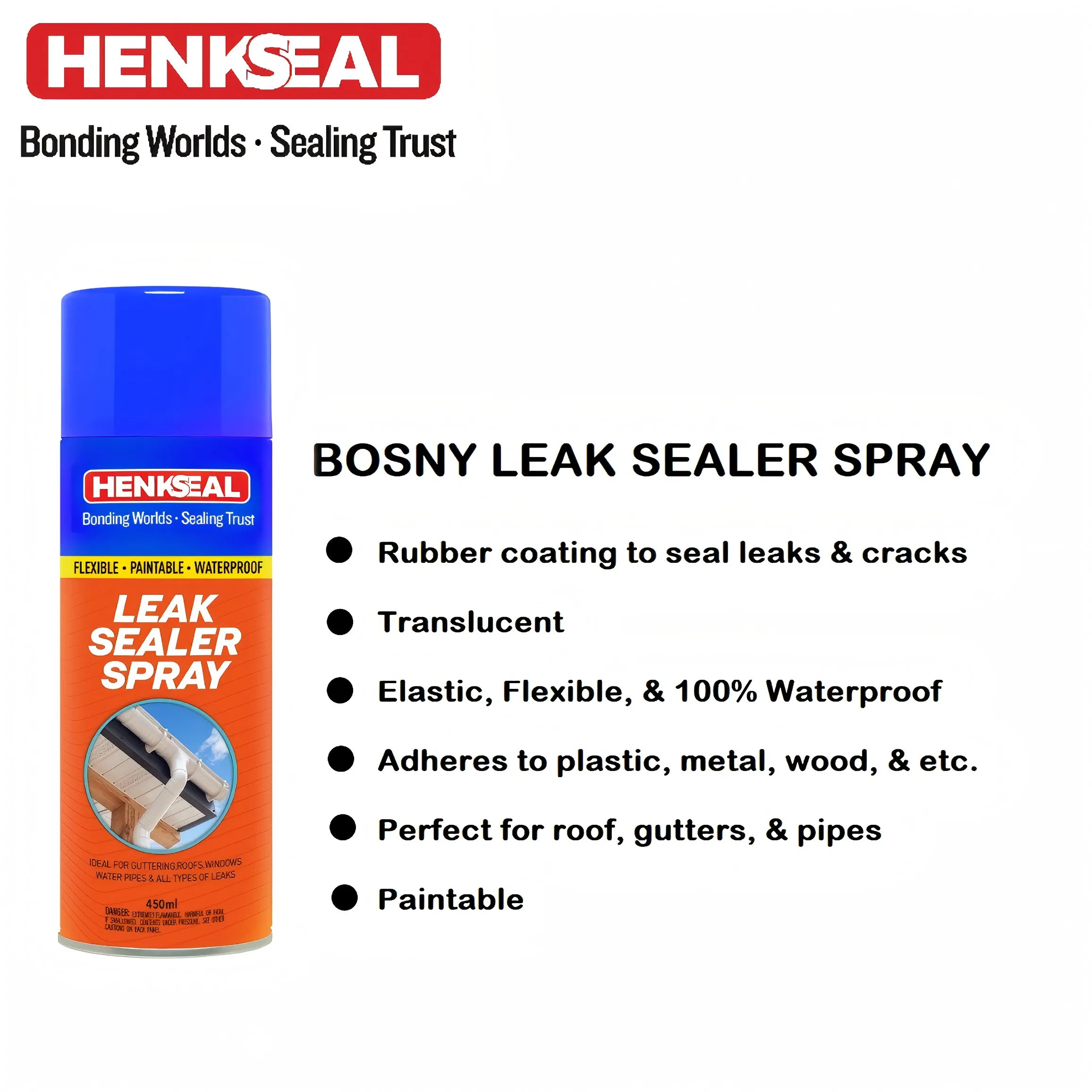 Multi-Surface Rapid Stop Leak Sealer Spray-Instant Waterproof Sealer for Roof Pipe