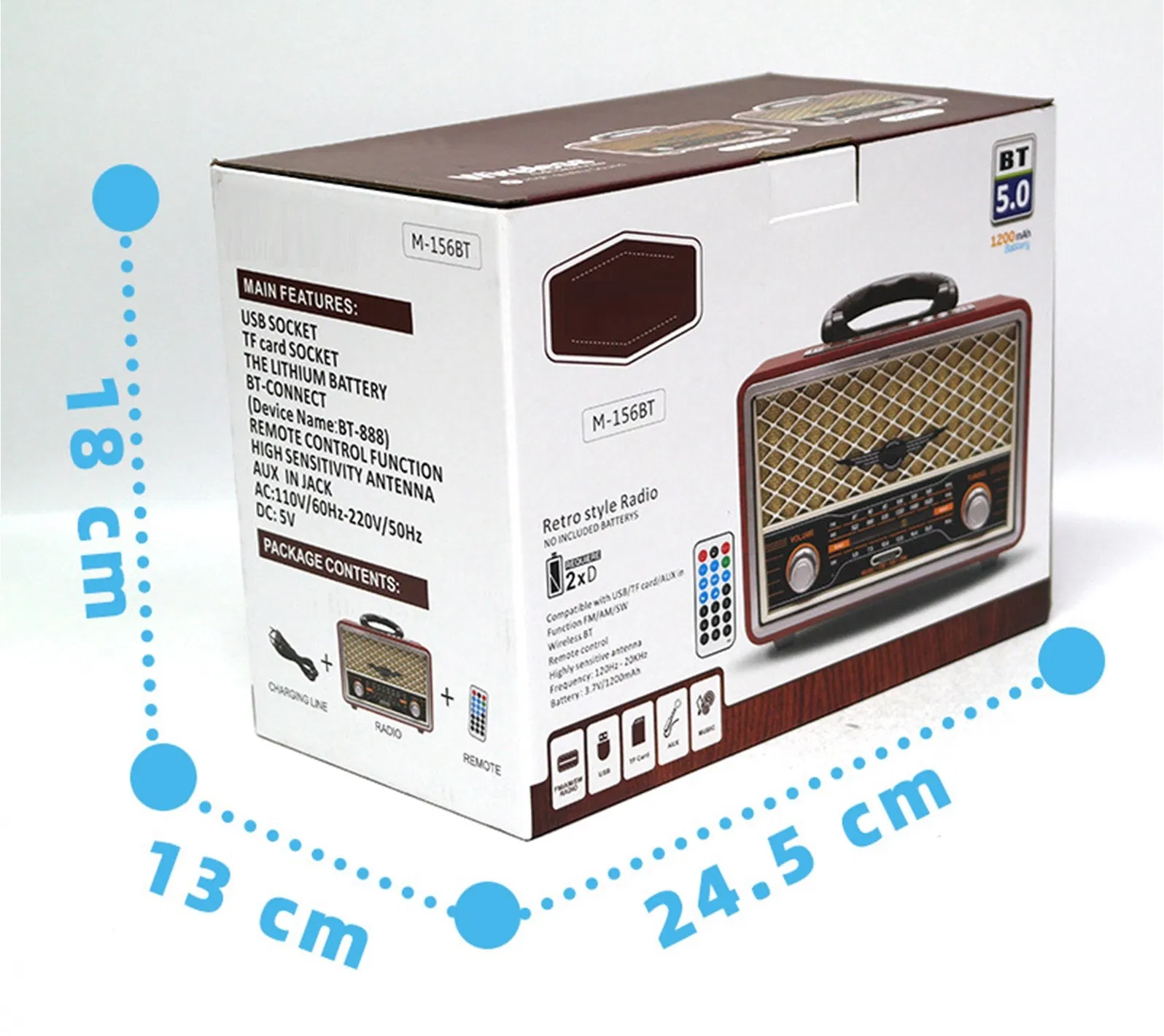 Портативное радио с Bluetooth, USB и TF-картой