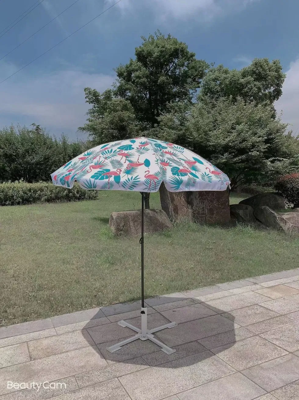 Sun Beach Umbrella with 140g Polyester Flower