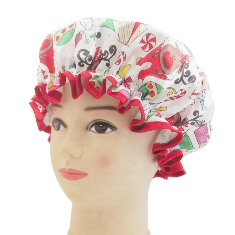 Factory Direct Adjustable Satin Shower Caps Customer Logo Available Christmas Gift Shower Cap