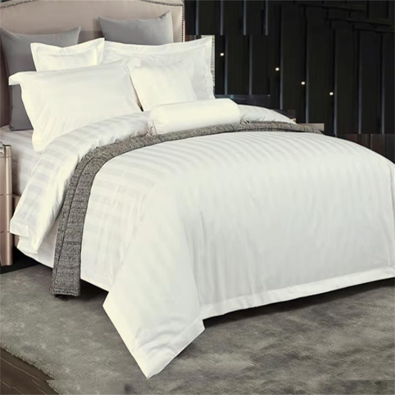 White Luxury Home Hotel Duvet Cover Sets 100 Cotton Bedding Set 3cm Striped Bed Linen and Duvet Covers