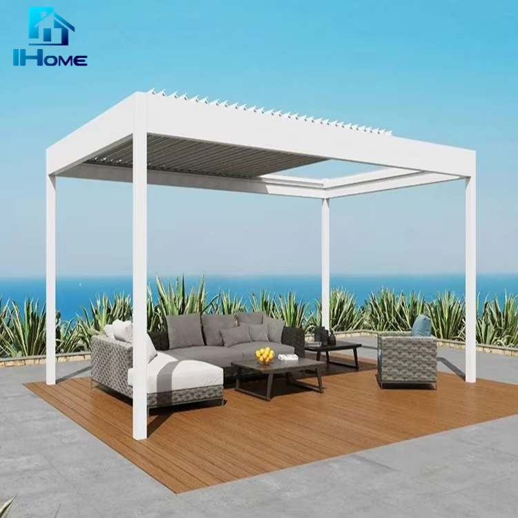 Factory Price Waterproof Louvers with LED Outdoor Blade Roof Motor Patio Cover Gazebo Smart Aluminum Pergola
