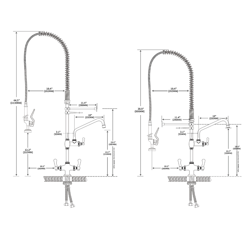 Professional Pre-Rinse Kitchen Faucet for Restaurants and Cafes