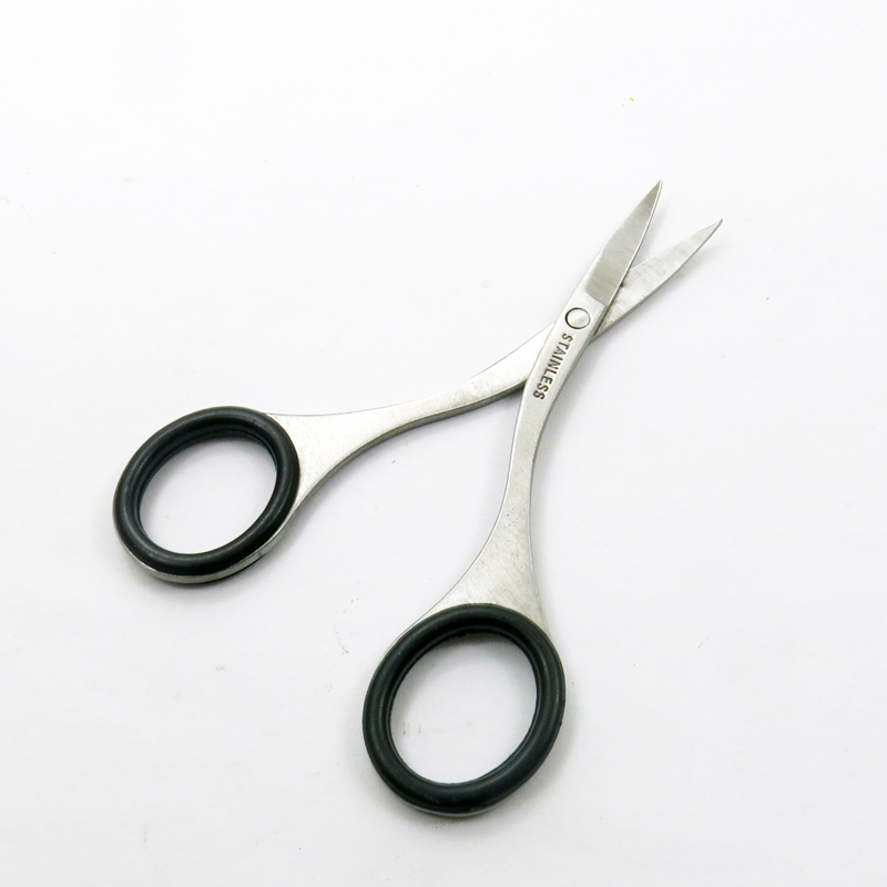 High Stainless Steel Beauty Scissors with Rubber Silicone for Eyebrow Eyelash Facial Trimming