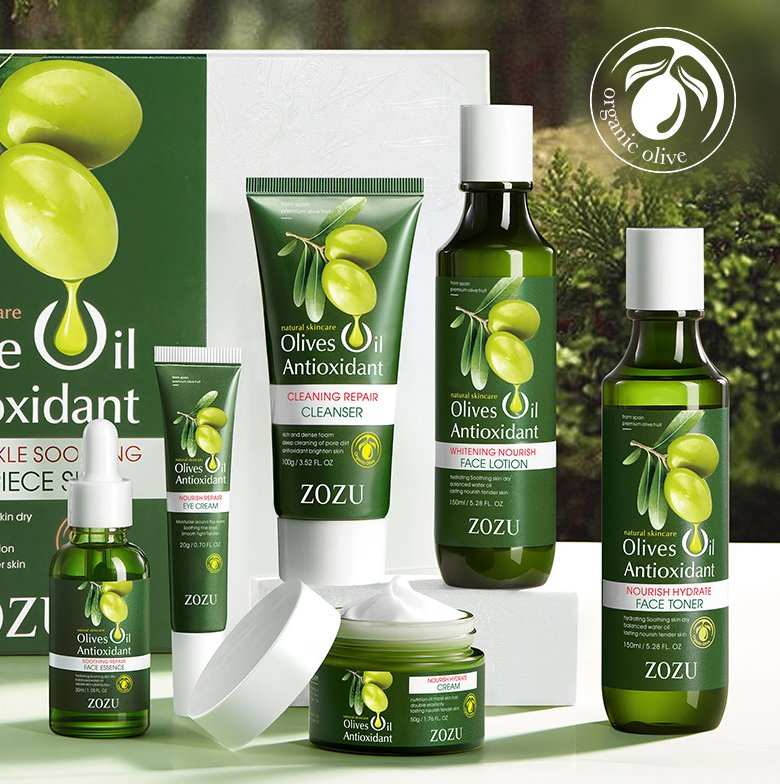 Online Wholesale in Stock Olive Oil Anti-Wrinkle Soothing Whitening Six-Piece Set Anti Aging Facial Kit Skin Care Set Olives Oil Antioxidant Skin Care Set