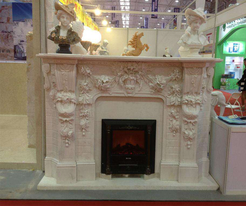 Customized Home Indoor Fireplace Mantel Interior Decorative Marble Fireplace Surround