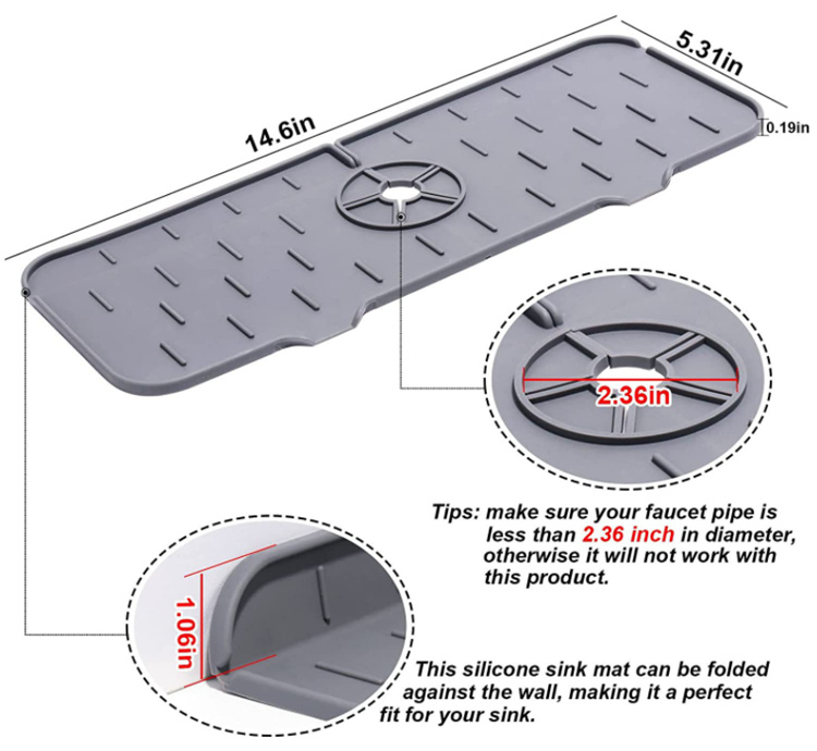 Silicone Sink Faucet Splash Guard Tray